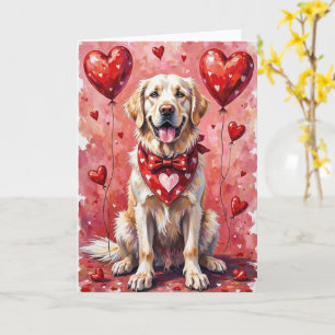 Great Pyrenees Valentine’s Day Dog with Hearts Red Card