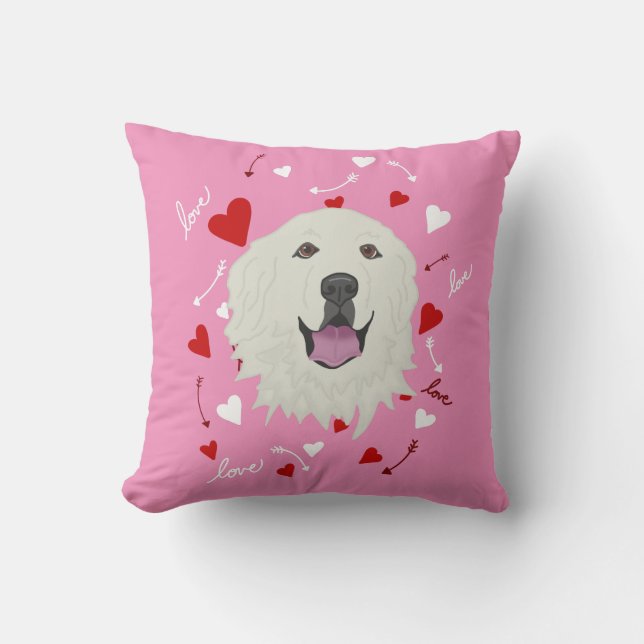 Great Pyrenees Valentines Day  Cushion (Front)