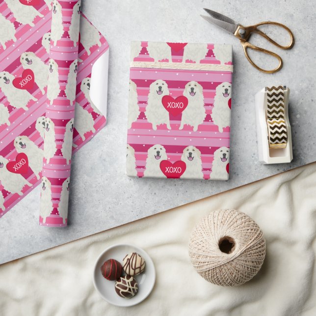 Great Pyrenees Valentines Day Wrapping Paper (Crafts)