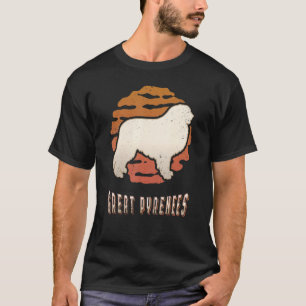 Great Pyrenees Vintage Retro Classic Dog Sunset T-Shirt