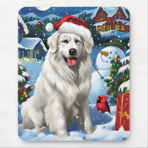 Great Pyrenees Winter Wonderland Christmas Joy Mouse Pad