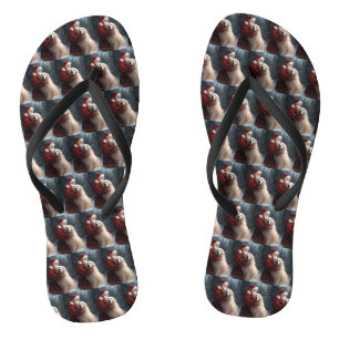 Great Pyrenees With Santa Claus Festive Christmas Jandals