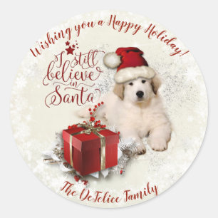 Great Pyrenees Xmas Puppy Classic Round Sticker