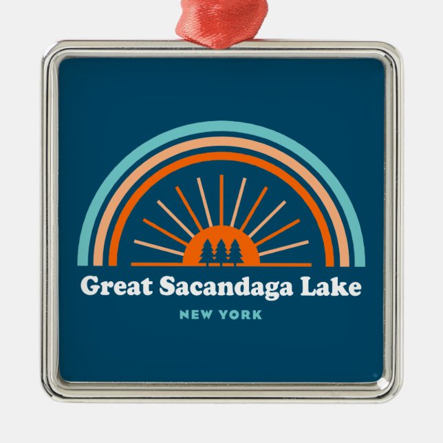 Great Sacandaga Lake New York Rainbow Metal Tree Decoration (Front)