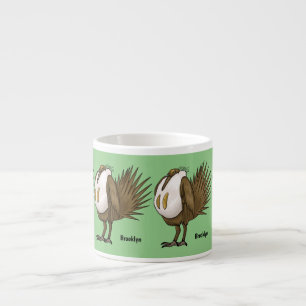 Great sage grouse bird cartoon illustration espresso cup