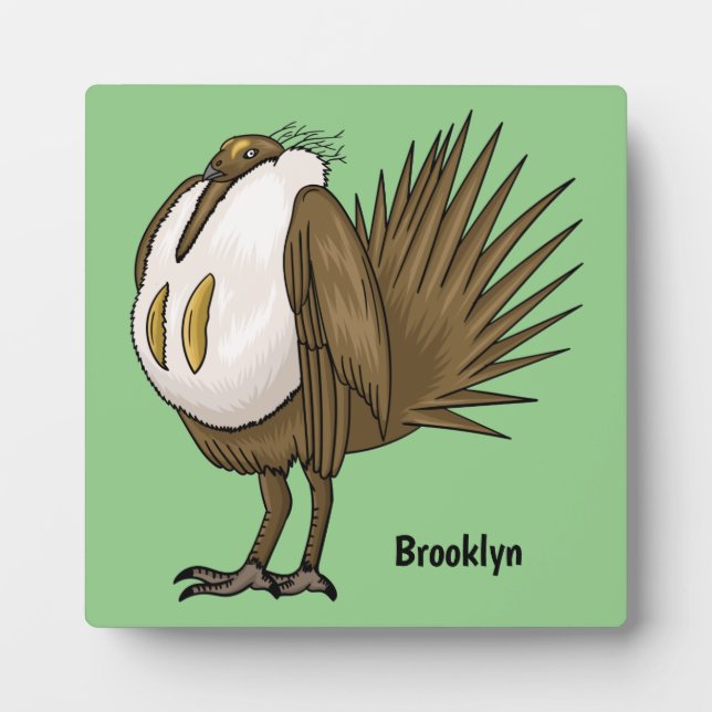 Great sage grouse bird cartoon illustration plaque (Front)