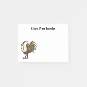 Great sage grouse bird cartoon illustration post-it notes