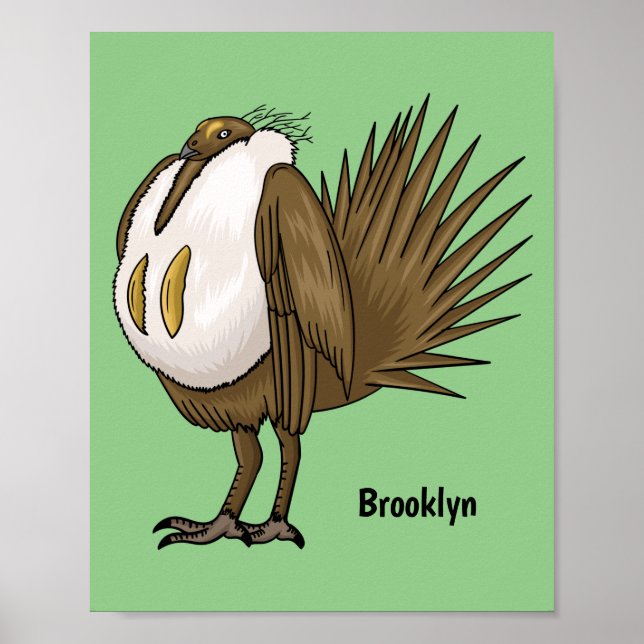 Great sage grouse bird cartoon illustration  poster (Front)