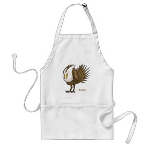 Great sage grouse bird cartoon illustration standard apron