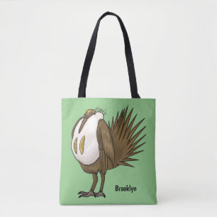 Great sage grouse bird cartoon illustration tote bag