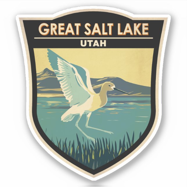Great Salt Lake American Avocet Travel Art Vintage (Front)
