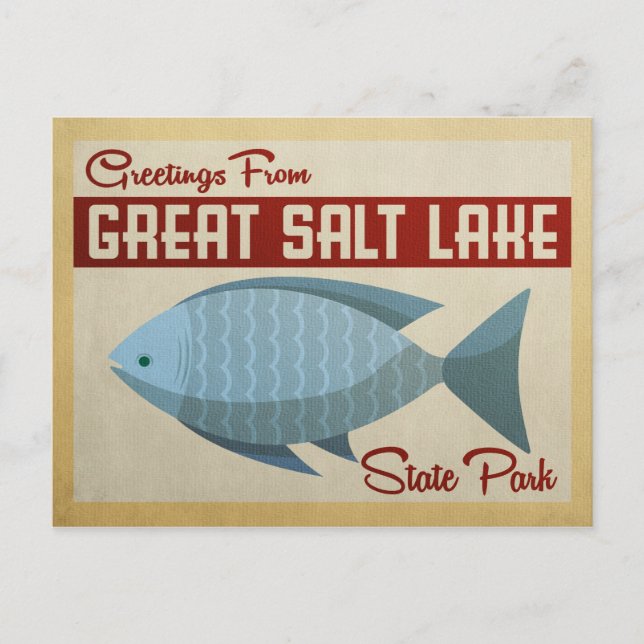 Great Salt Lake Fish Vintage Travel Postcard (Front)
