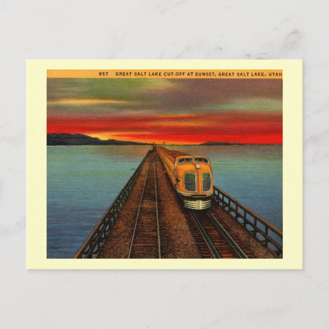 Great Salt Lake Train, Utah Vintage Postcard (Front)