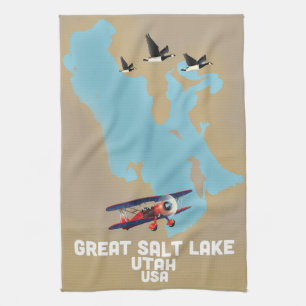Great Salt Lake, Utah Travel poster Tea Towel