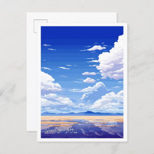 Great Salt Lake Utah Travel Vintage illustration Postcard