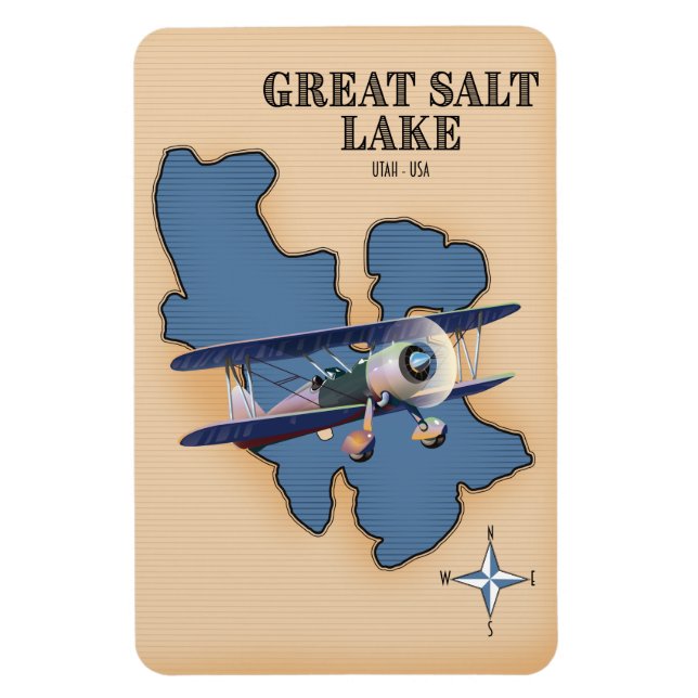 Great Salt Lake Utah vintage style map Magnet (Vertical)