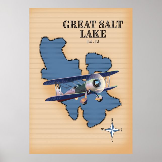 Great Salt Lake Utah vintage style map Poster (Front)