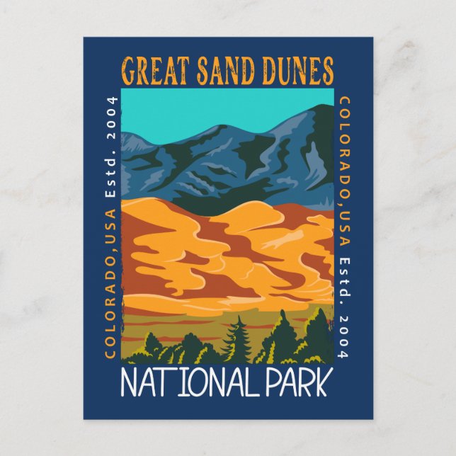 Great Sand Dunes National Park Colorado Distressed Postcard (Front)