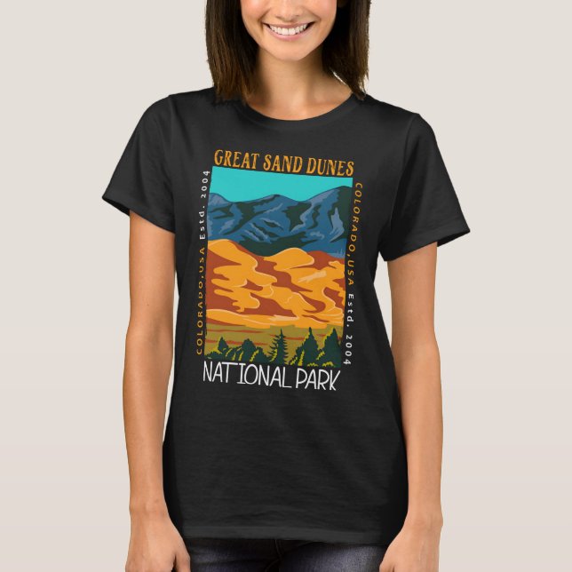 Great Sand Dunes National Park Colorado Distressed T-Shirt (Front)