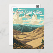 Great Sand Dunes National Park Illustration Retro Postcard (Front/Back)