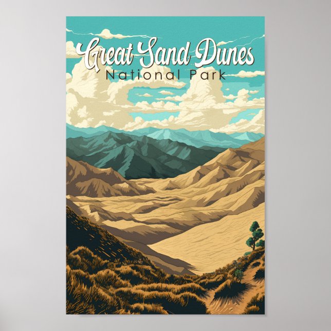 Great Sand Dunes National Park Illustration Retro Poster (Front)