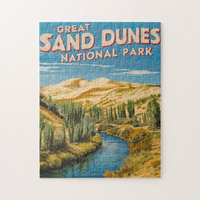 Great Sand Dunes National Park Retro Travel Art Jigsaw Puzzle (Vertical)