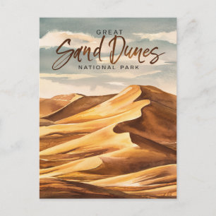 Great Sand Dunes National Park Watercolor Art Holiday Postcard