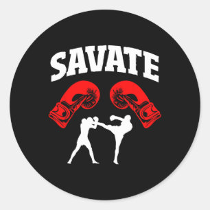 Great Savate Boxing Design Kick Mma Kickboxing Classic Round Sticker