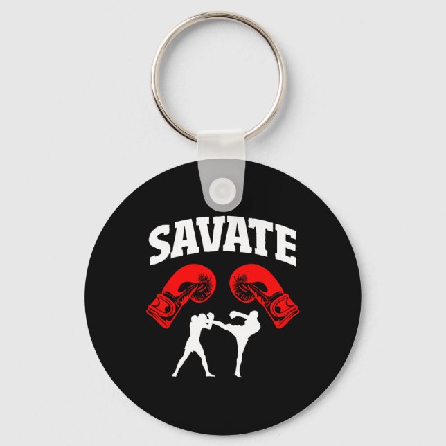 Great Savate Boxing Design Kick Mma Kickboxing  Key Ring (Front)