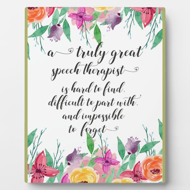 Great school speech therapist thank you gift SLP Plaque (Front)