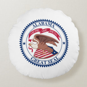Great Seal of Alabama 1868 Round Cushion