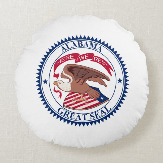 Great Seal of Alabama 1868 Round Cushion (Front)