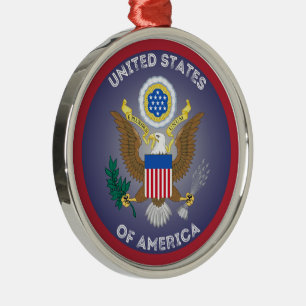 Great Seal of United States Circle Shape Metal Tree Decoration