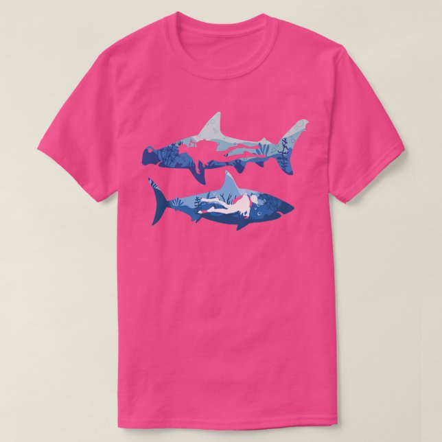 Great Shark Diver Design Scuba Diving T-Shirt (Design Front)