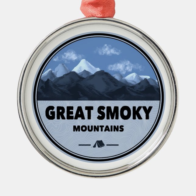 Great Smoky Mountains Camping Metal Tree Decoration (Front)