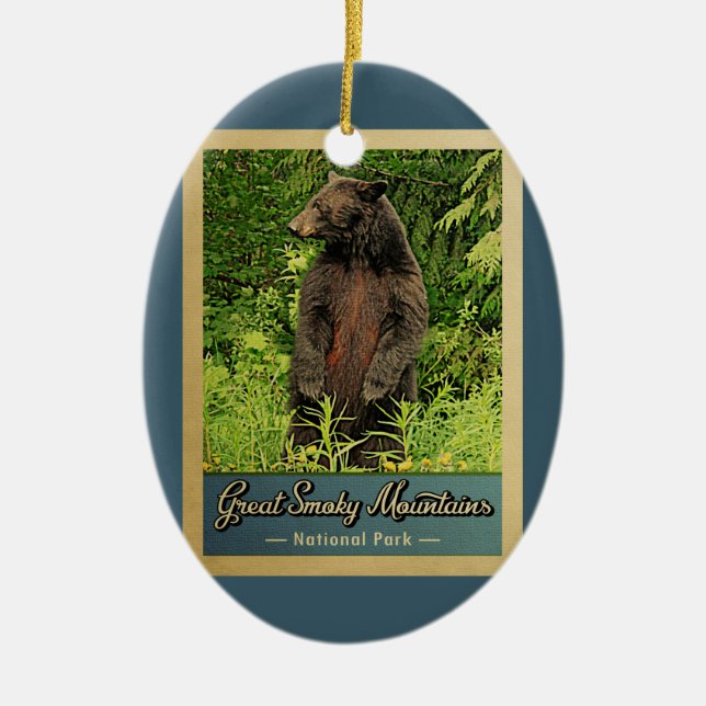 Great Smoky Mountains National Park Bear Ceramic Tree Decoration (Front)