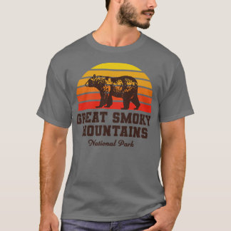 Great Smoky Mountains National Park Bear Retro Vin T-Shirt
