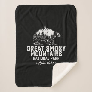 Great Smoky Mountains National Park Bear Vintage Sherpa Blanket