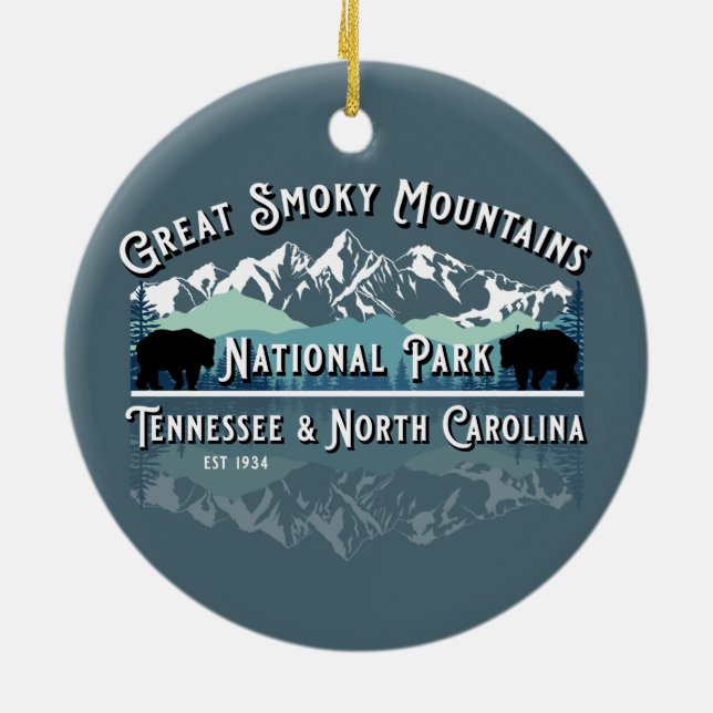 GREAT SMOKY MOUNTAINS NATIONAL PARK HOLIDAY CERAMIC TREE DECORATION (Back)