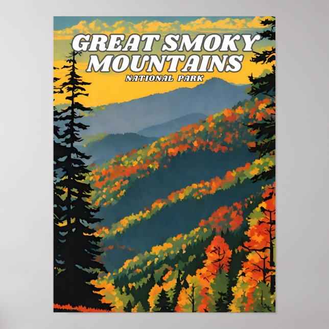 Great Smoky Mountains National Park illustration r Poster (Front)