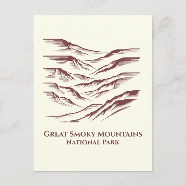 Great Smoky Mountains National Park Line Art  Postcard (Front)