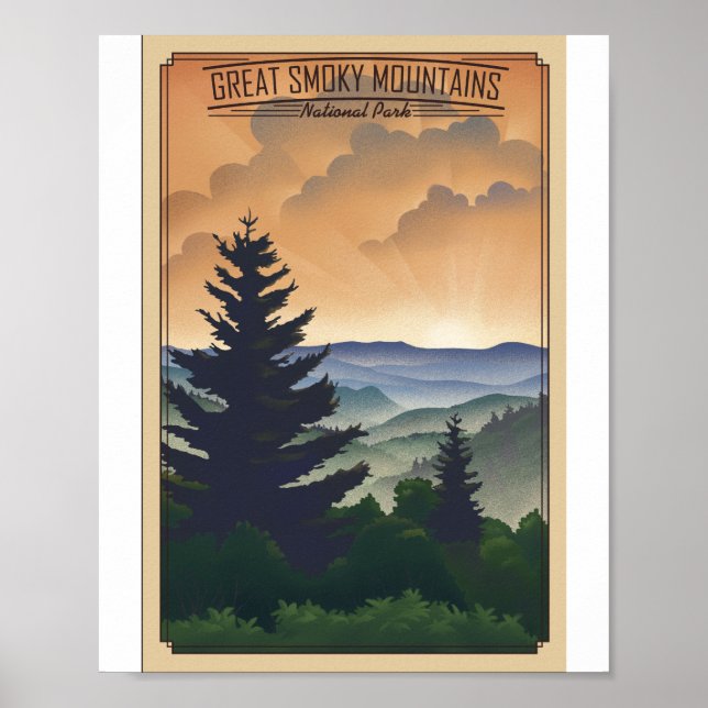 Great Smoky Mountains National Park Litho Artwork Poster (Front)