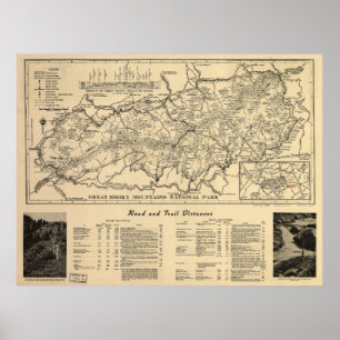 Great Smoky Mountains National Park Map (1941) Poster