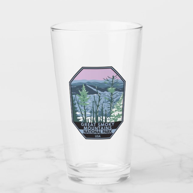 Great Smoky Mountains National Park Retro  Glass (Front)