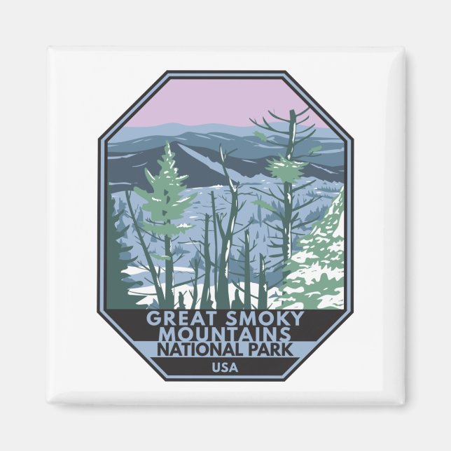  Great Smoky Mountains National Park Retro Magnet (Front)