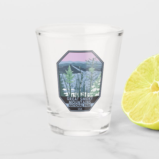  Great Smoky Mountains National Park Retro  Shot Glass (Front)