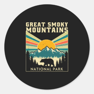 Great smoky mountains national park sunset retro classic round sticker