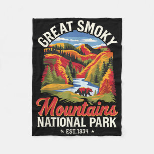 Great Smoky Mountains National Park Vintage North Fleece Blanket