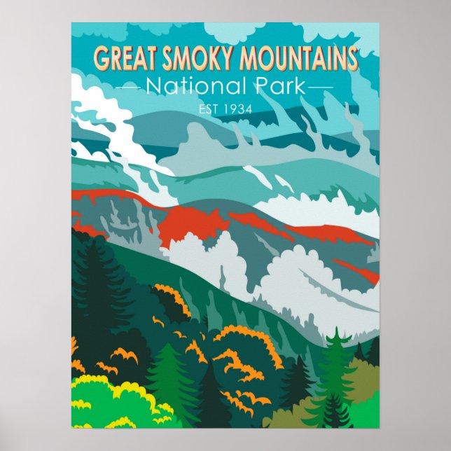 Great Smoky Mountains National Park Vintage Poster (Front)