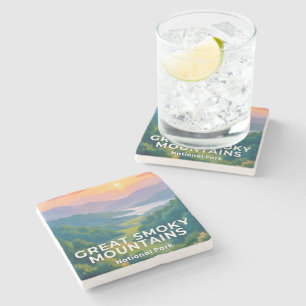 Great Smoky Mountains National Park Watercolor Stone Coaster